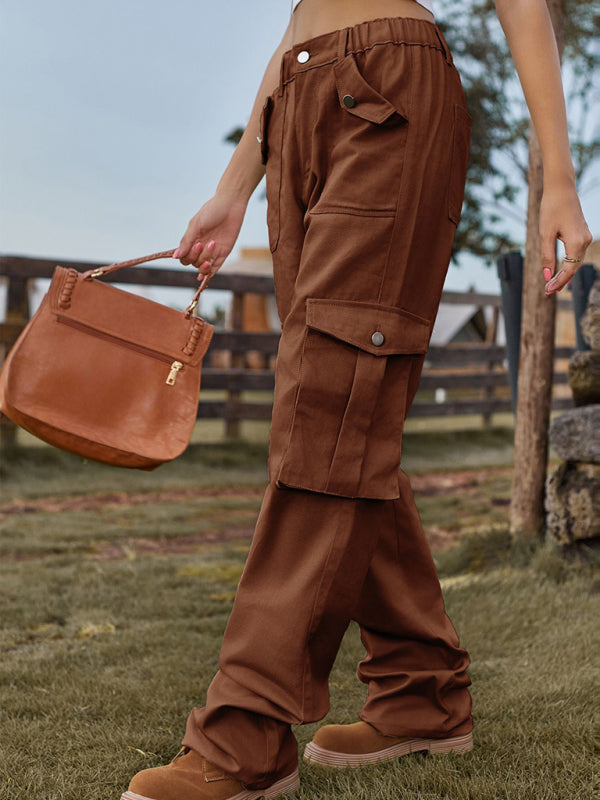 Blue Zone Planet | American Style Retro Elastic Waist Denim Overalls Pants BLUE ZONE PLANET