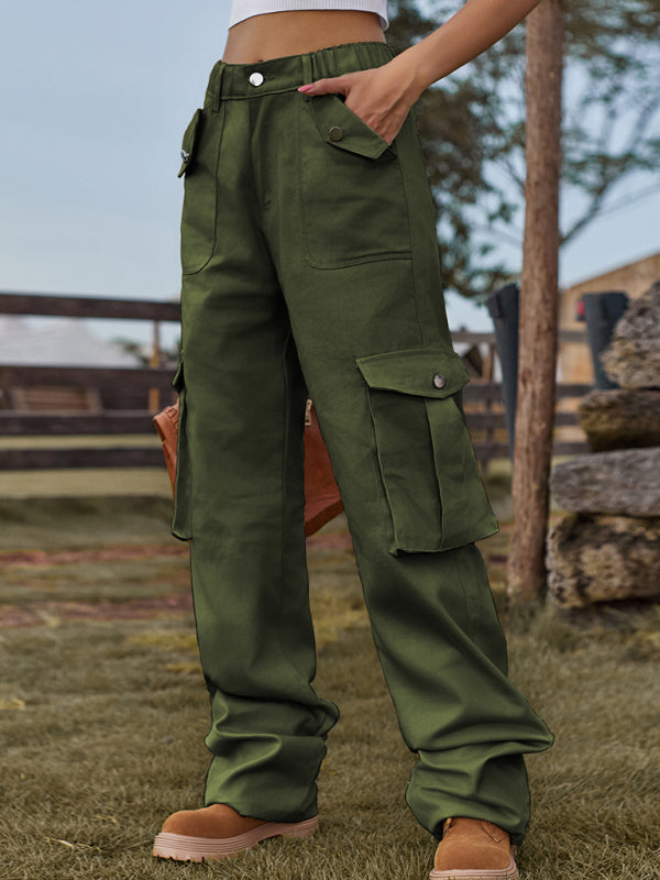 Blue Zone Planet | American Style Retro Elastic Waist Denim Overalls Pants BLUE ZONE PLANET