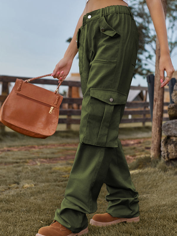 Blue Zone Planet | American Style Retro Elastic Waist Denim Overalls Pants BLUE ZONE PLANET