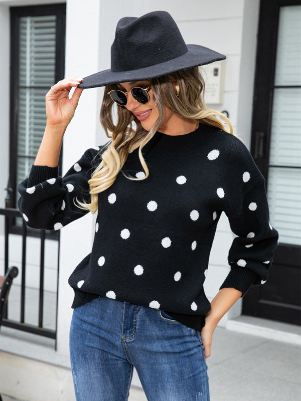 Fashion Knit Polka Dot Pullover BLUE ZONE PLANET