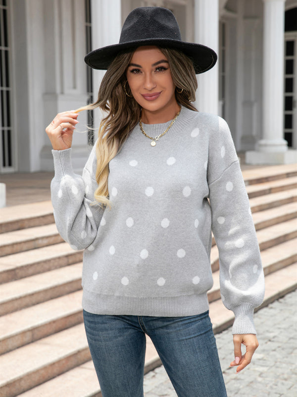 Fashion Knit Polka Dot Pullover BLUE ZONE PLANET