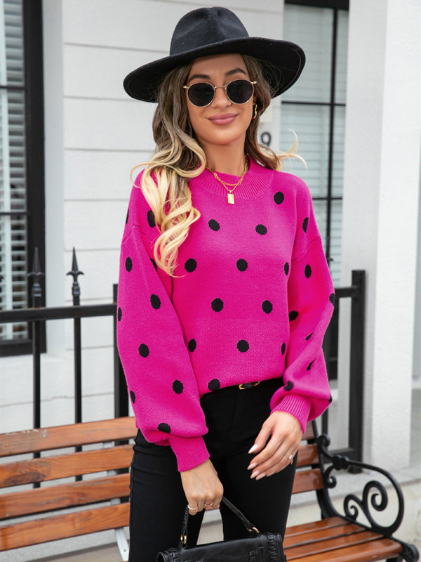 Fashion Knit Polka Dot Pullover BLUE ZONE PLANET