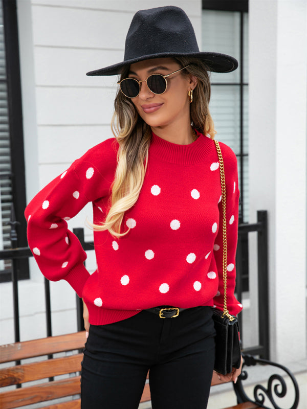 Fashion Knit Polka Dot Pullover BLUE ZONE PLANET