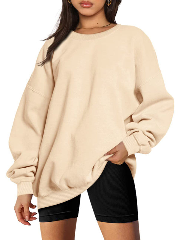 Blue Zone Planet | Round neck pullover loose fleece Sweatshirt BLUE ZONE PLANET