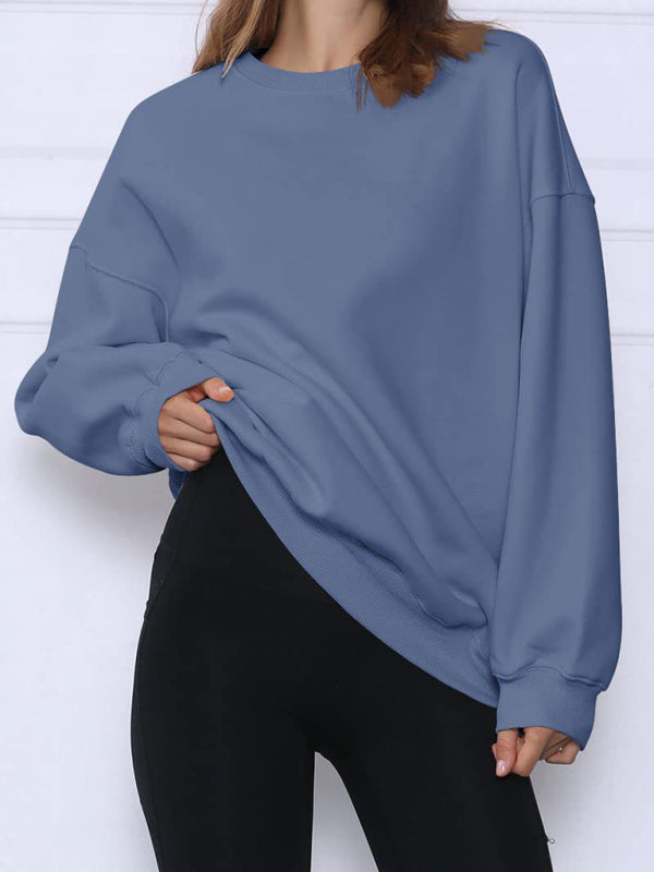 Blue Zone Planet | Round neck pullover loose fleece Sweatshirt BLUE ZONE PLANET