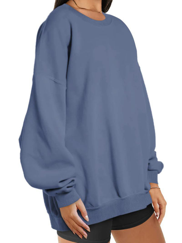 Blue Zone Planet |  Round neck pullover loose fleece Sweatshirt BLUE ZONE PLANET