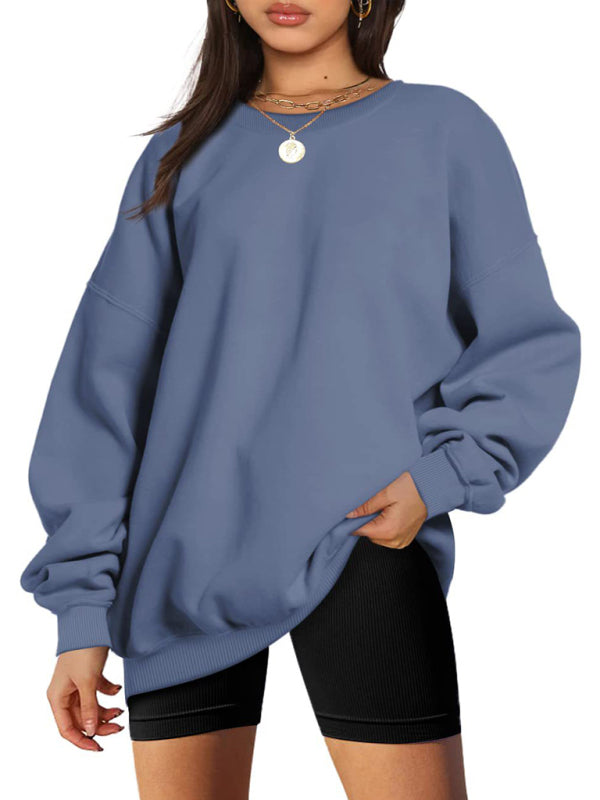 Blue Zone Planet |  Round neck pullover loose fleece Sweatshirt BLUE ZONE PLANET