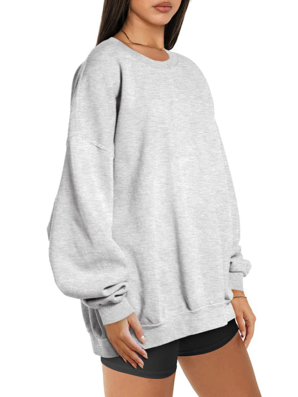Blue Zone Planet | Round neck pullover loose fleece Sweatshirt BLUE ZONE PLANET