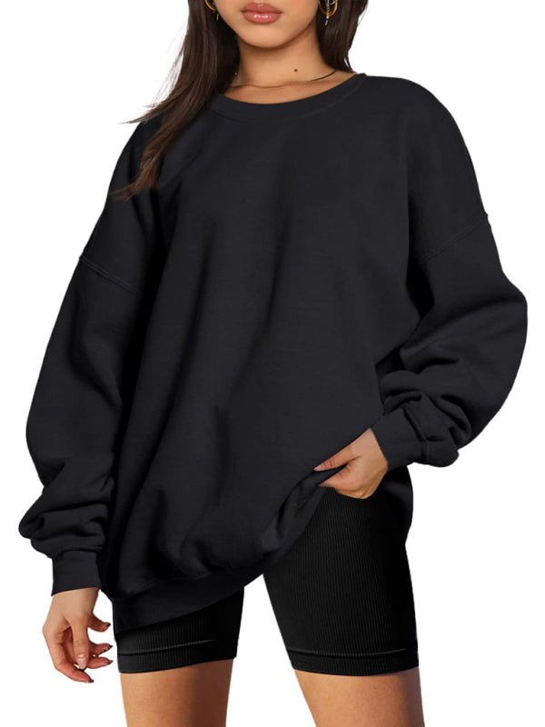 Blue Zone Planet | Round neck pullover loose fleece Sweatshirt BLUE ZONE PLANET