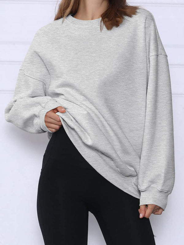 Blue Zone Planet | Round neck pullover loose fleece Sweatshirt BLUE ZONE PLANET