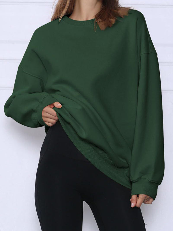 Blue Zone Planet | Round neck pullover loose fleece Sweatshirt BLUE ZONE PLANET