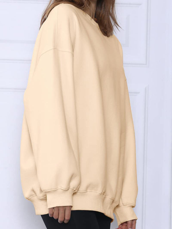 Blue Zone Planet |  Round neck pullover loose fleece Sweatshirt BLUE ZONE PLANET