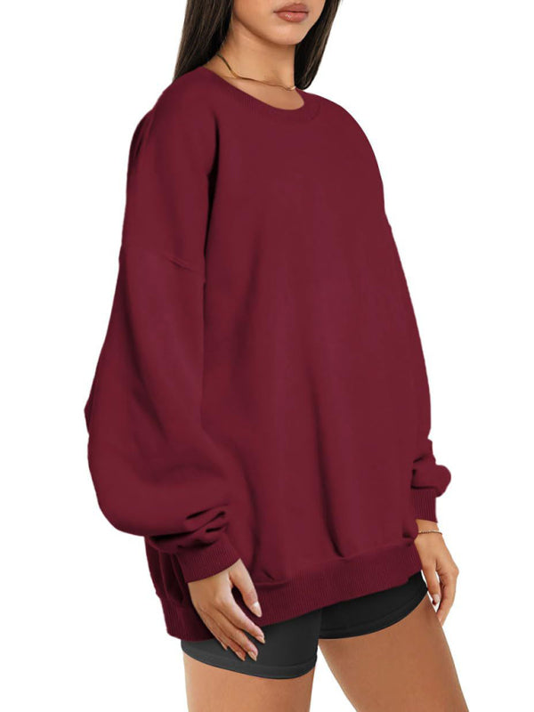 Blue Zone Planet |  Round neck pullover loose fleece Sweatshirt BLUE ZONE PLANET