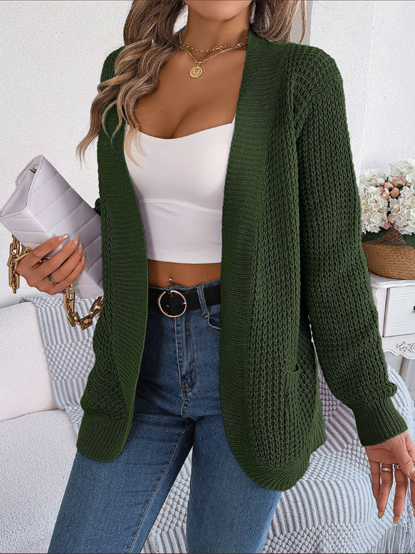 Blue Zone Planet | Pocket Long Sleeve Knitted Cardigan Jacket BLUE ZONE PLANET
