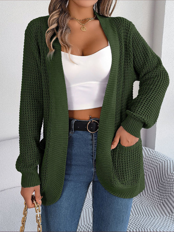 Blue Zone Planet | Pocket Long Sleeve Knitted Cardigan Jacket BLUE ZONE PLANET
