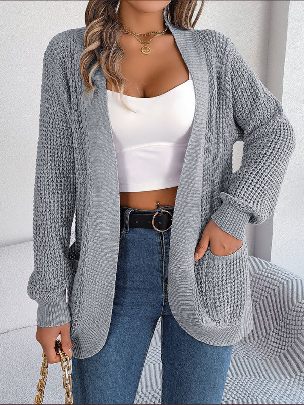 Blue Zone Planet | Pocket Long Sleeve Knitted Cardigan Jacket BLUE ZONE PLANET