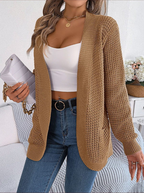 Blue Zone Planet | Pocket Long Sleeve Knitted Cardigan Jacket BLUE ZONE PLANET