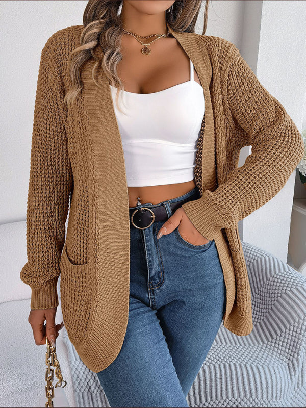 Blue Zone Planet | Pocket Long Sleeve Knitted Cardigan Jacket BLUE ZONE PLANET