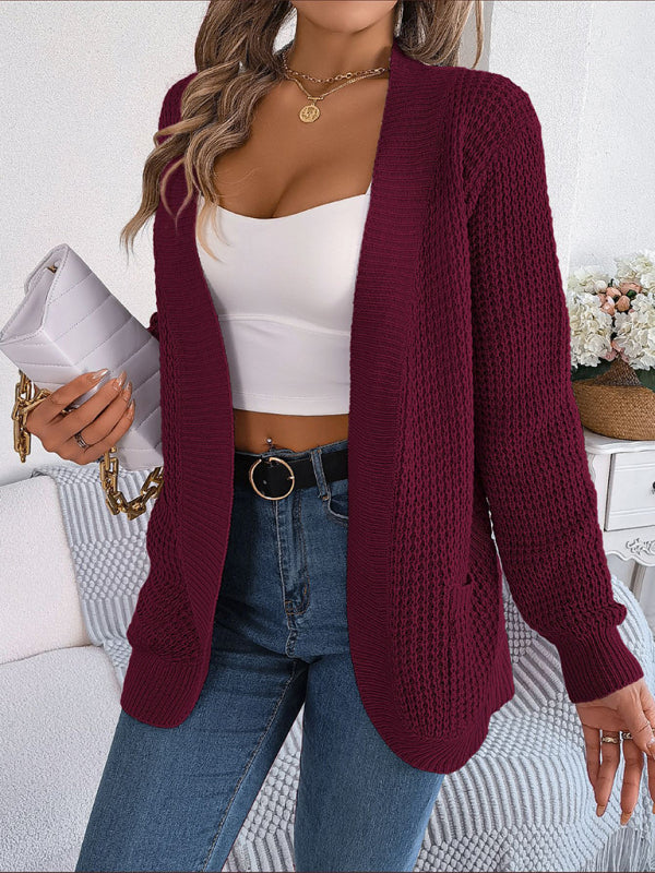 Blue Zone Planet | Pocket Long Sleeve Knitted Cardigan Jacket BLUE ZONE PLANET