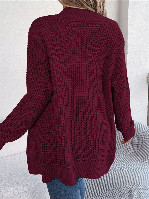 Blue Zone Planet | Pocket Long Sleeve Knitted Cardigan Jacket BLUE ZONE PLANET