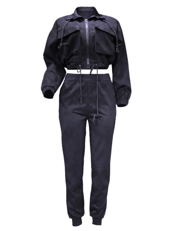 Blue Zone Planet | Ella's Sporty Coat with Harem Pants Two-piece Set BLUE ZONE PLANET