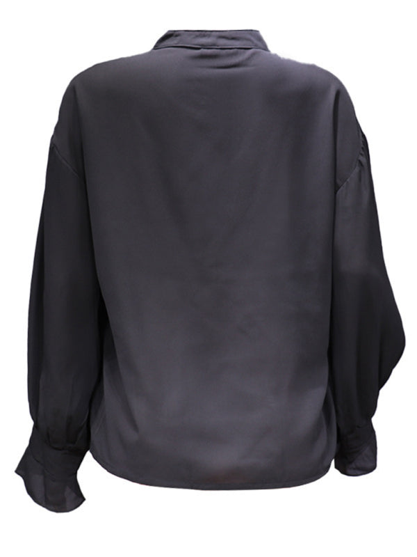 Blue Zone Planet | solid color all-match loose long-sleeved chiffon blouse BLUE ZONE PLANET