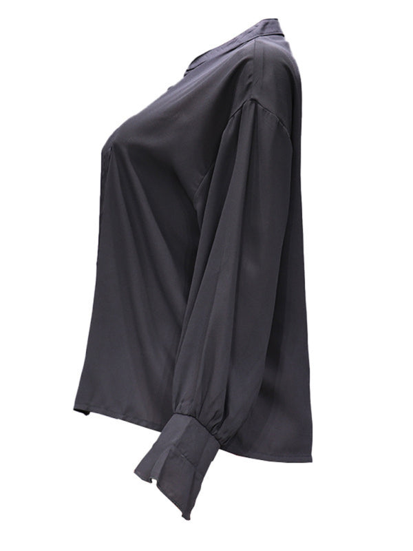 Blue Zone Planet | solid color all-match loose long-sleeved chiffon blouse BLUE ZONE PLANET