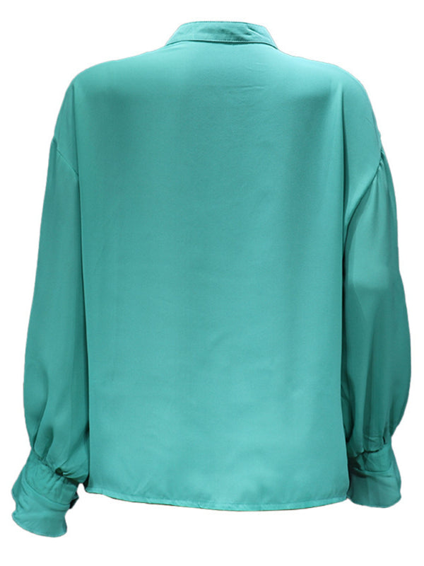 Blue Zone Planet | solid color all-match loose long-sleeved chiffon blouse BLUE ZONE PLANET