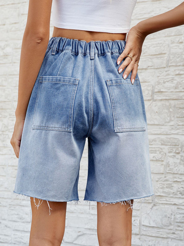 Blue Zone Planet | style washed gradient denim shorts BLUE ZONE PLANET