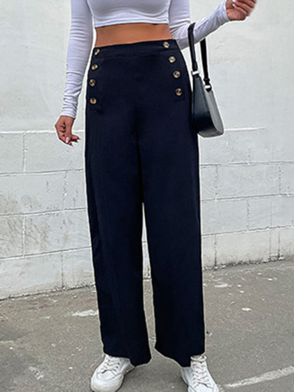 Blue Zone Planet | cross-border slim button pants BLUE ZONE PLANET