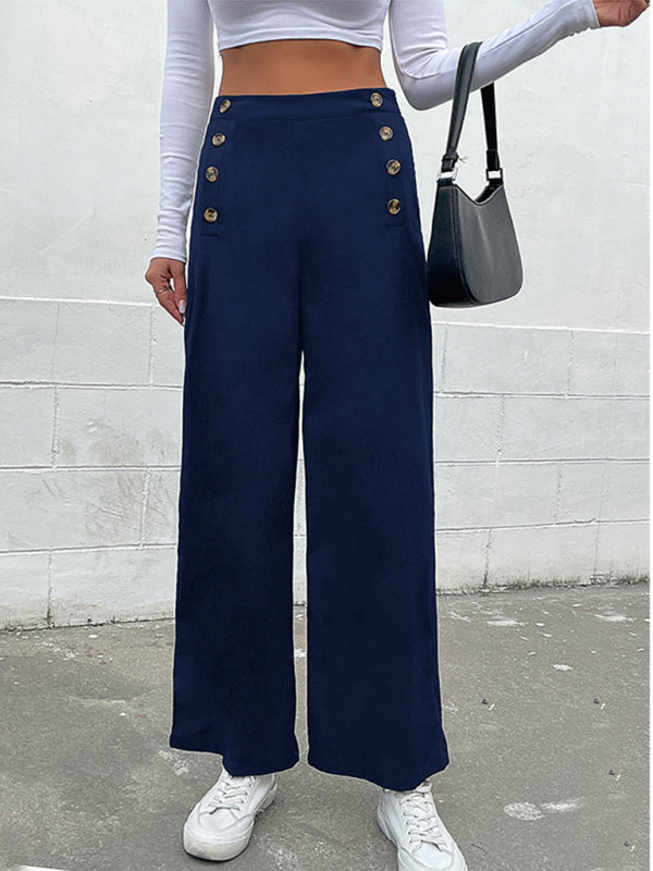 Blue Zone Planet | cross-border slim button pants BLUE ZONE PLANET