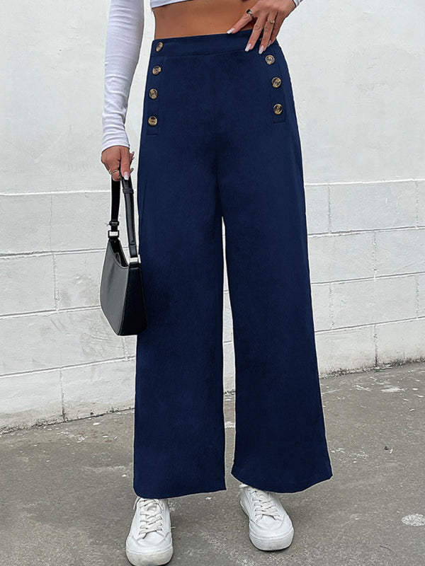 Blue Zone Planet | cross-border slim button pants BLUE ZONE PLANET