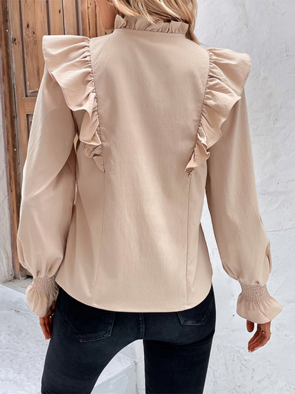 Blue Zone Planet | ruffled tie long sleeve blouse BLUE ZONE PLANET