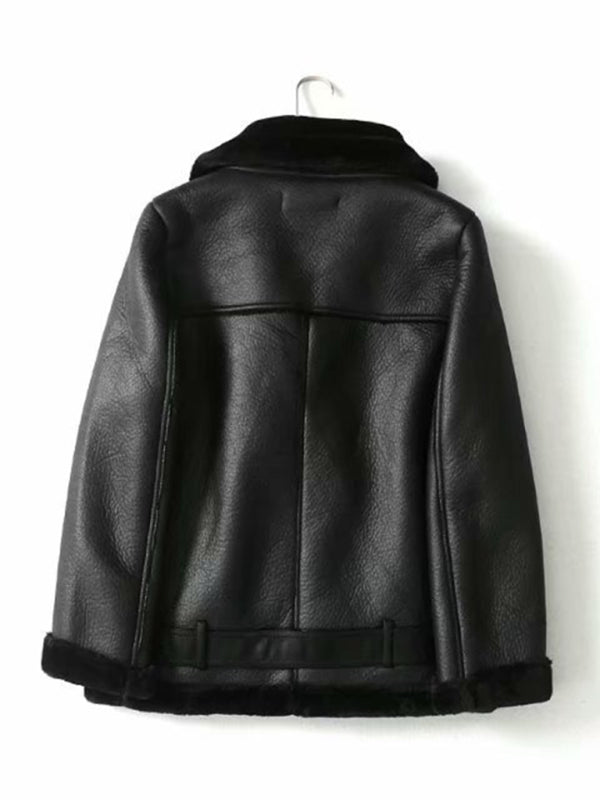 street fashion motorcycle style fur coat BLUE ZONE PLANET