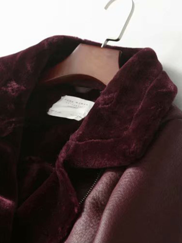 street fashion motorcycle style fur coat BLUE ZONE PLANET