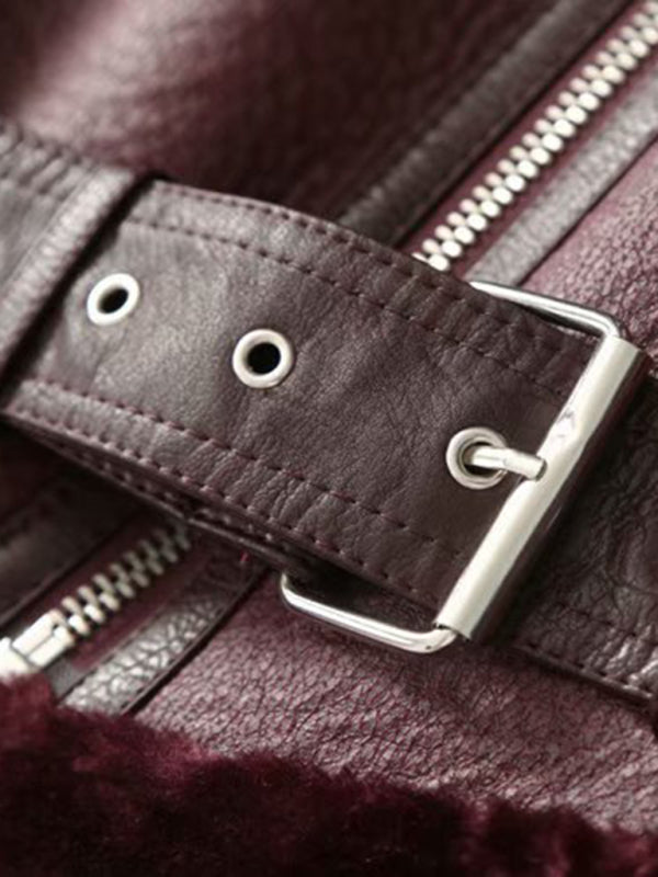 street fashion motorcycle style fur coat BLUE ZONE PLANET