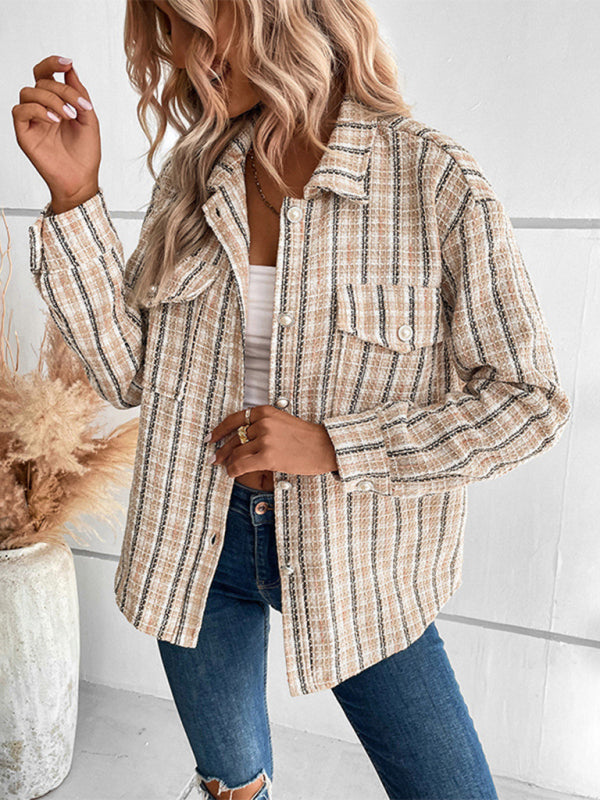Blue Zone Planet | autumn and winter long-sleeved plaid shirt outerwear BLUE ZONE PLANET