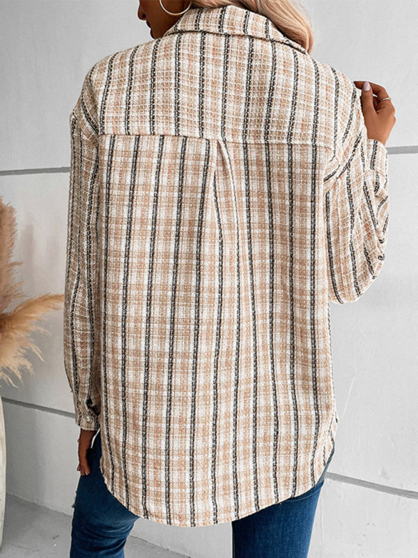 Blue Zone Planet | autumn and winter long-sleeved plaid shirt outerwear BLUE ZONE PLANET
