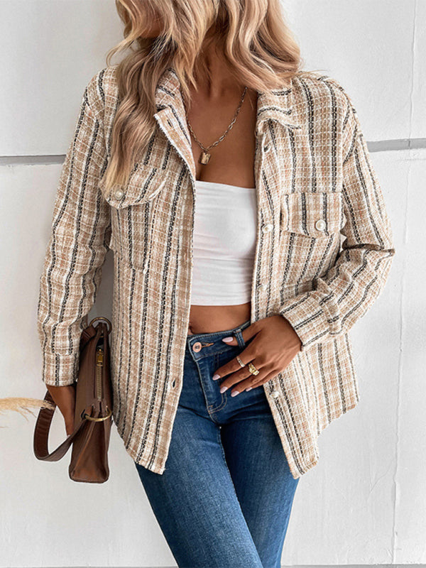 Blue Zone Planet | autumn and winter long-sleeved plaid shirt outerwear BLUE ZONE PLANET
