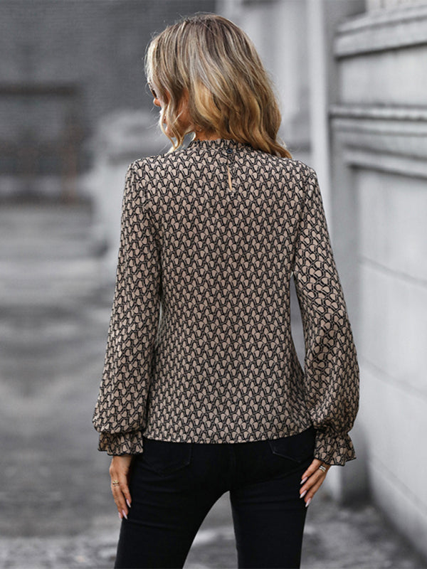 Blue Zone Planet | Autumn and Winter Long Sleeve Long Sleeve Slim Leopard Print Shirt BLUE ZONE PLANET