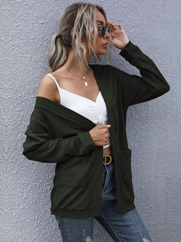 Blue Zone Planet | basic long-sleeved solid color long sweater cardigan BLUE ZONE PLANET