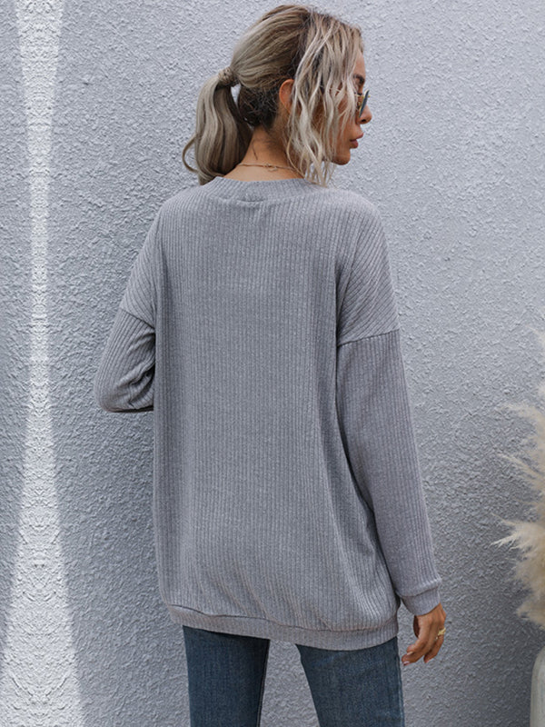 Blue Zone Planet | basic long-sleeved solid color long sweater cardigan BLUE ZONE PLANET