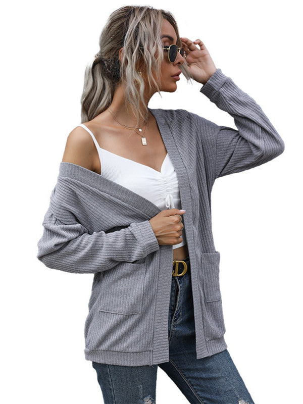 Blue Zone Planet | basic long-sleeved solid color long sweater cardigan BLUE ZONE PLANET