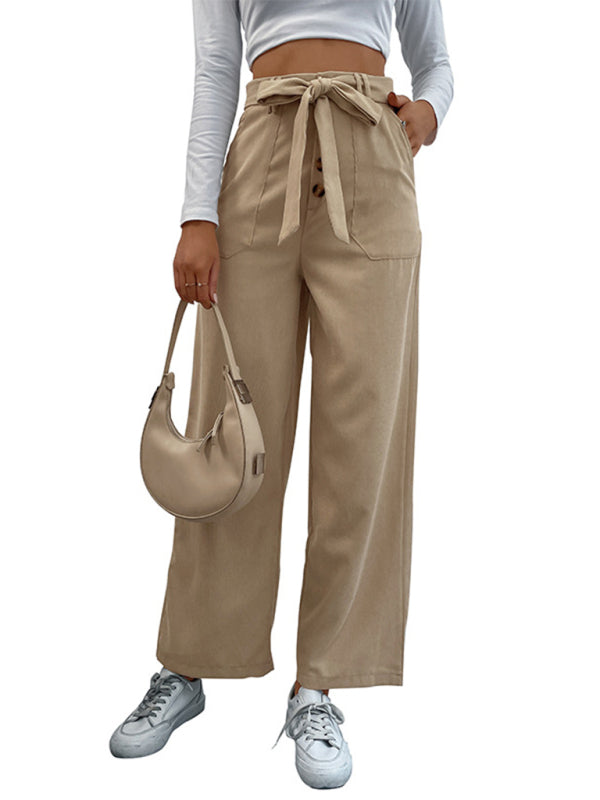 Blue Zone Planet | Women's straight solid color casual trousers kakaclo