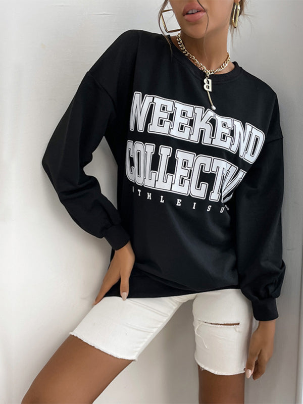 Blue Zone Planet | round neck long sleeve pullover letter sweatshirt BLUE ZONE PLANET
