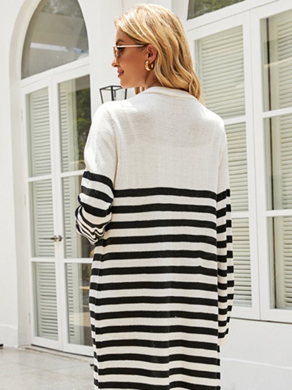 Blue Zone Planet | Long striped loose long-sleeved coat sweater cardigan BLUE ZONE PLANET