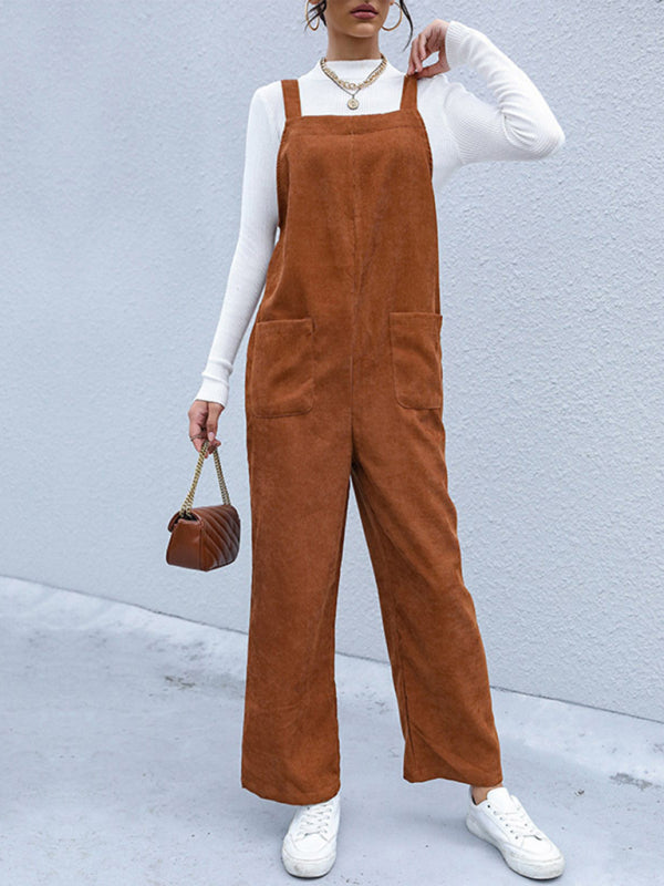Blue Zone Planet |  Corduroy Pants Loose Solid Color Overalls BLUE ZONE PLANET