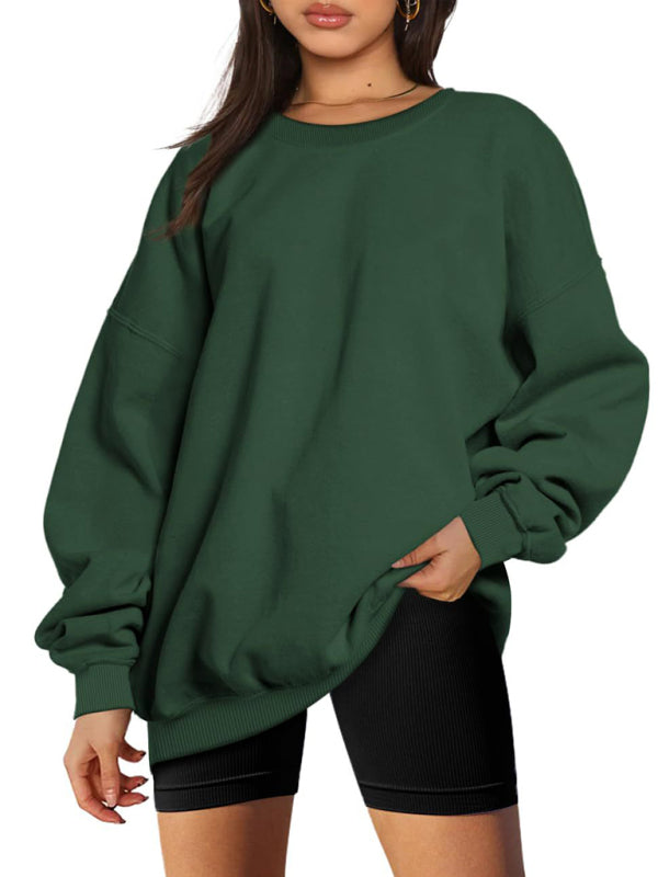 Blue Zone Planet | Round neck pullover loose velvet sweatshirt BLUE ZONE PLANET