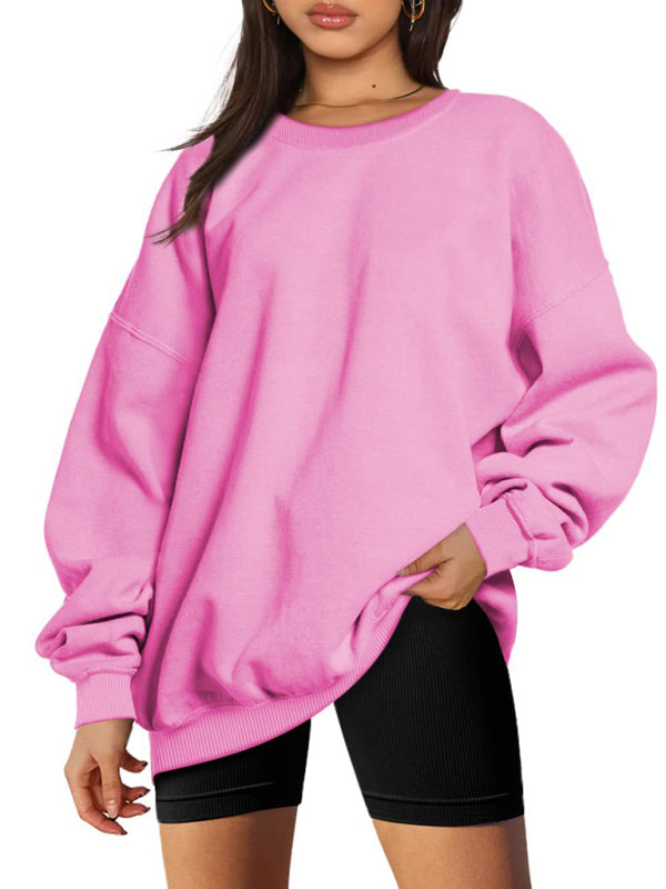 Blue Zone Planet | Round neck pullover loose velvet sweatshirt BLUE ZONE PLANET