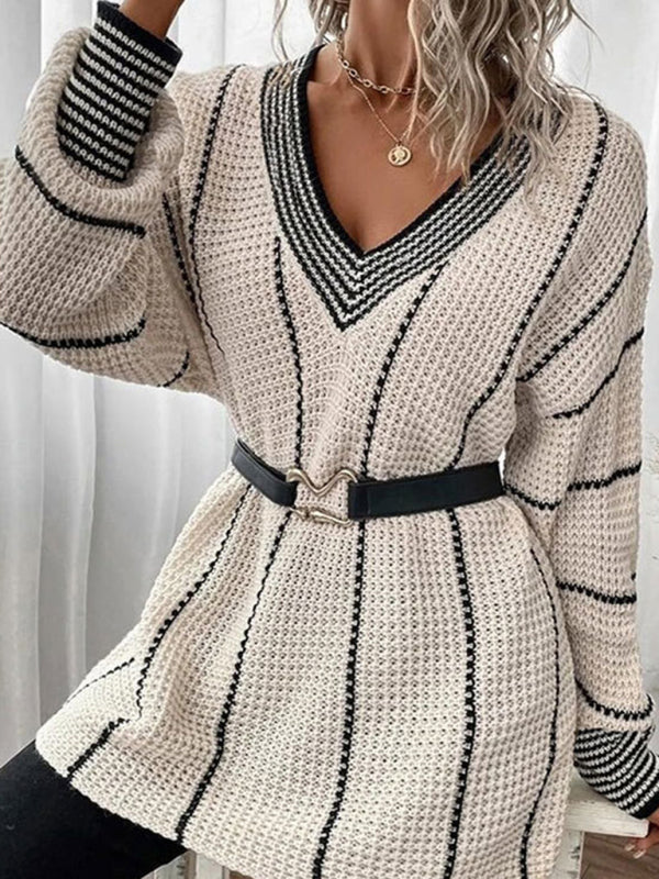 Blue Zone Planet | style top vertical pattern loose sweater BLUE ZONE PLANET